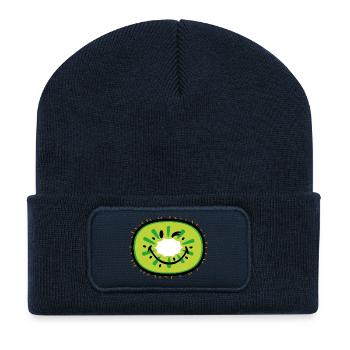 Smiley Kiwi - Recycelte Patch Beanie - French Navy - Vorne