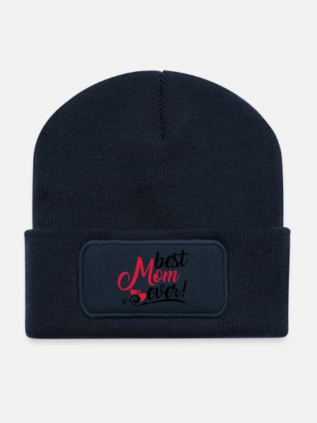Best Mom ever! - Beanie recyclé à patch - bleu marine