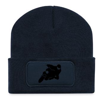 moto - Beanie recyclé à patch - bleu marine - Devant
