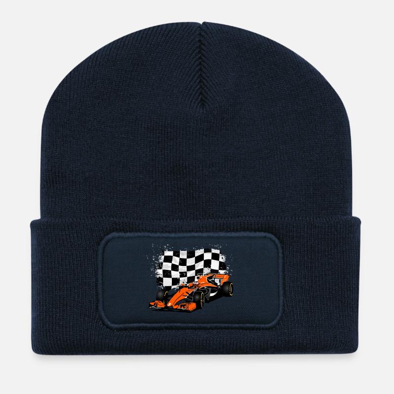 Racecar - Rennauto - Racing Flag - Recycelte Patch Beanie - French Navy