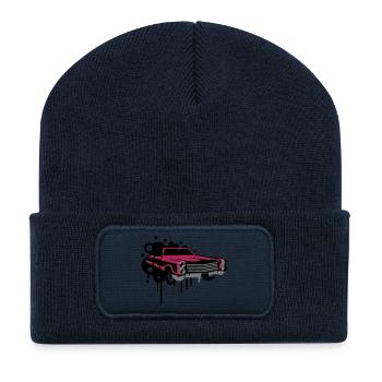 Graffiti de voitures anciennes - Beanie recyclé à patch - bleu marine - Devant