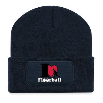 Floorball , Unihockey , Hockey , Fun I love..(25) - Recycelte Patch Beanie - French Navy - Vorne