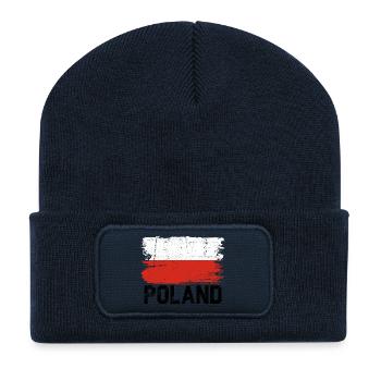 Drapeau de la Pologne - Beanie recyclé à patch - bleu marine - Devant