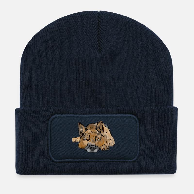 German. Shepherd dog - Recycled Patch Beanie - french navy