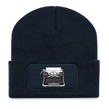 nostalgic antique typewriter in retro style - Recycled Patch Beanie - french navy - Front
