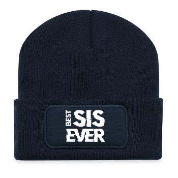 BEST SIS EVER new - Beanie recyclé à patch - bleu marine - Devant