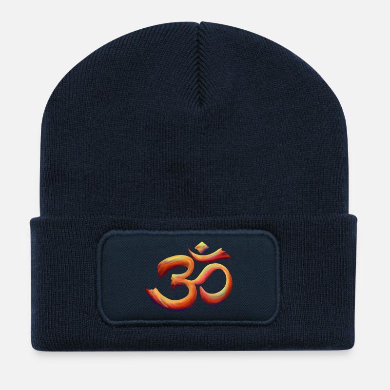 Om Rainbow Brush - Recycled Patch Beanie - french navy