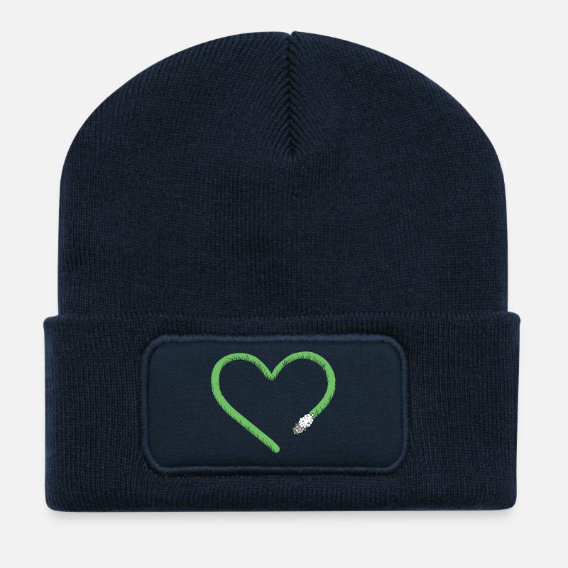 Herz Schaf I Schäfchen Comic - Recycelte Patch Beanie - French Navy