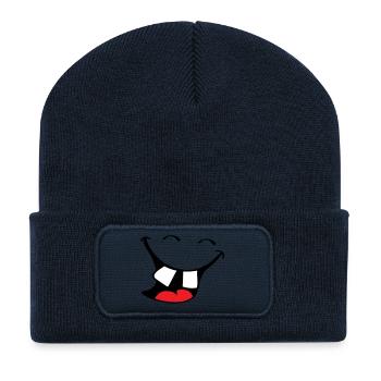Big smile. Happy, smiling mouth, lips face. - Recycled Patch Beanie - french navy - Front