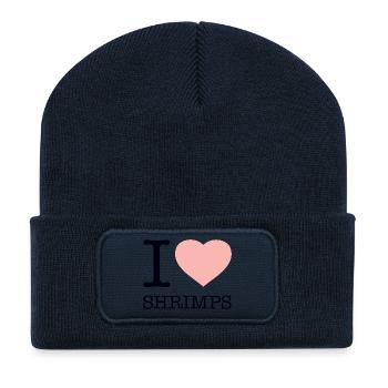 I LOVE SHRIMPS - Recycled Patch Beanie - french navy - Front