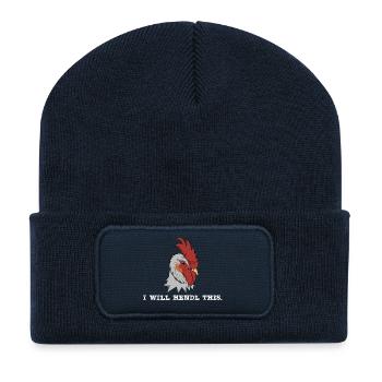I will hendl this - lustiger Hahn, Spruch Hühner - Recycelte Patch Beanie - French Navy - Vorne