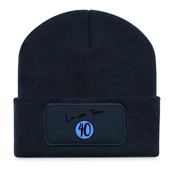 40 ANS. 40e ANNIVERSAIRE. ANNIVERSAIRE 40 ANS - Beanie recyclé à patch - bleu marine - Devant