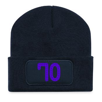 70 JAHRE. 70-JÄHRIGES JUBILÄUM. GEBURTSTAG 70 JAHRE. 70 - Recycelte Patch Beanie - French Navy - Vorne