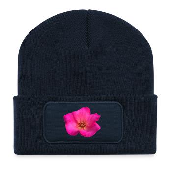 Hyperrealistisches Fuchsia-Pink, handgezeichnet mit Marker - Recycelte Patch Beanie - French Navy - Vorne