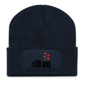 30 ANS. 30e ANNIVERSAIRE. ANNIVERSAIRE 30 ANS. 30 - Beanie recyclé à patch - bleu marine - Devant