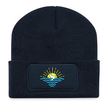 Sun dove and palm branch - Recycled Patch Beanie - french navy - Front
