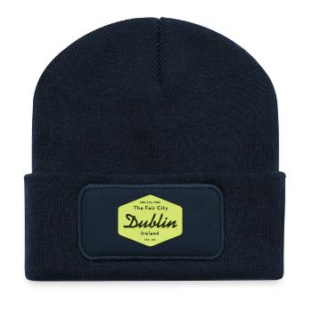 Dublin The Fair City Schild - Recycelte Patch Beanie - French Navy - Vorne
