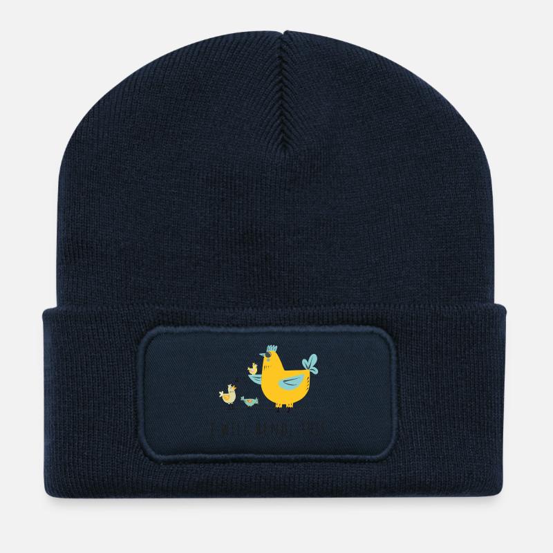 I will hendl this - Mama, Familie, Küken, Huhn - Recycelte Patch Beanie - French Navy