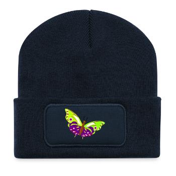 Multicolored butterfly illustration - Recycled Patch Beanie - french navy - Front