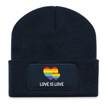 Mois de la fierté LGBT - Love is Love - Beanie recyclé à patch - bleu marine - Devant