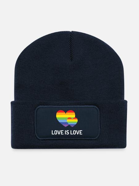 LGBT Pride Month - Liebe ist Liebe - Recycelte Patch Beanie - French Navy