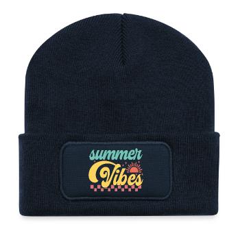 Sommer am Meer mit Sommerstimmung - Recycelte Patch Beanie - French Navy - Vorne