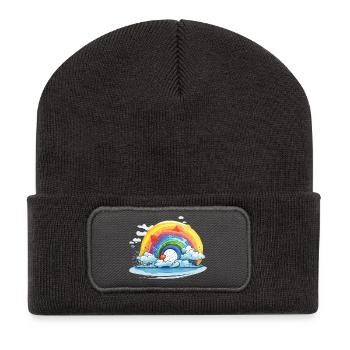 Arc-en-ciel avec des nuages - Beanie recyclé à patch - charbon - Devant