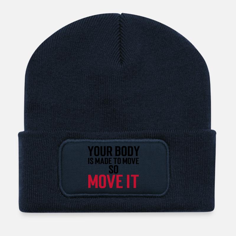 Your body is made to move - so move it black/red - Recycled Patch Beanie - french navy