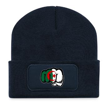 Algerien Flagge Hand Faust - Recycelte Patch Beanie - French Navy - Vorne