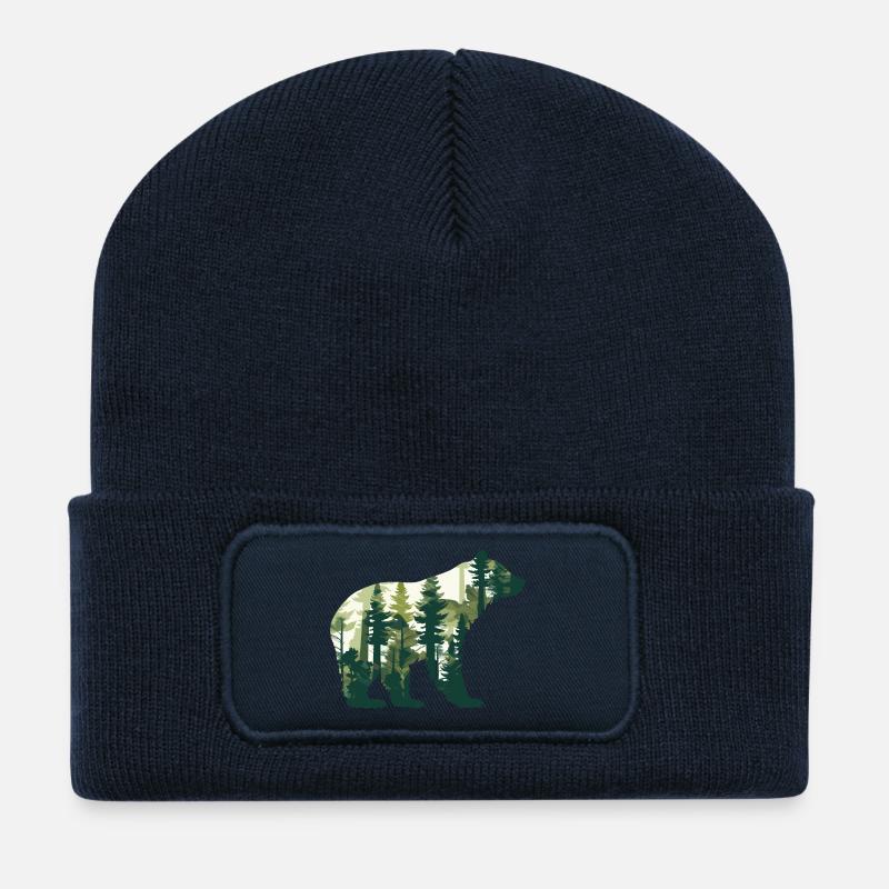 Bär Wald Wildtier Tier Natur Bären - Recycelte Patch Beanie - French Navy