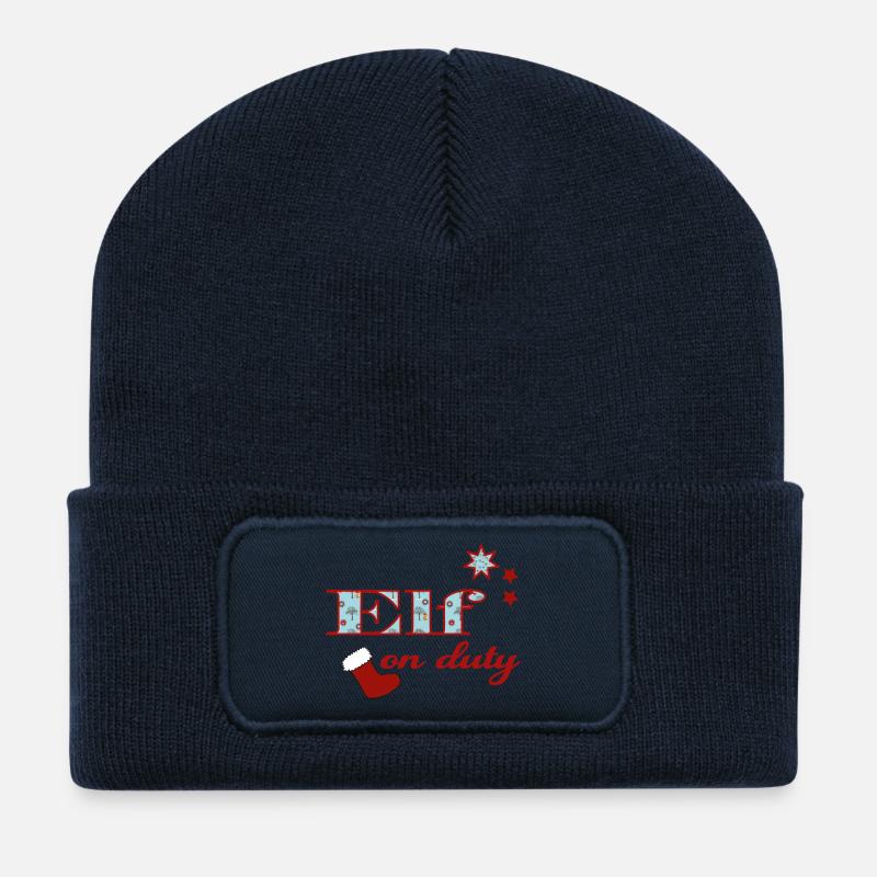 Elf on duty Christmas humour - Recycled Patch Beanie - french navy