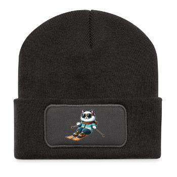 Ragdoll Cat Skiing - Délices d’hiver - Beanie recyclé à patch - charbon - Devant