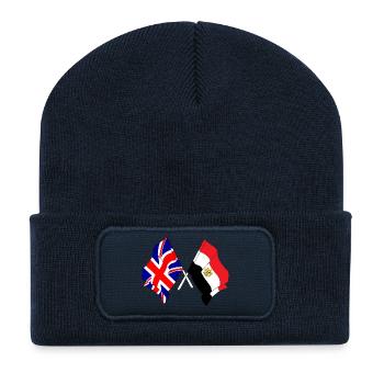 Flagge von England und Flagge Ägypten - Recycelte Patch Beanie - French Navy - Vorne