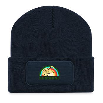 Bonjour soleil - Beanie recyclé à patch - bleu marine - Devant