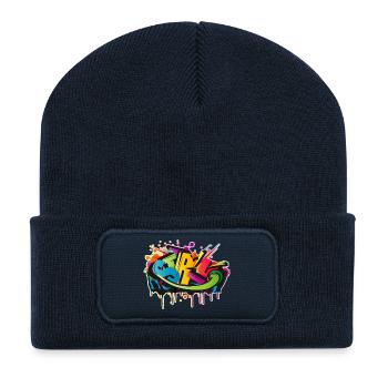 cool colorful urban art graffiti as STYLE-WRITING - Recycled Patch Beanie - french navy - Front