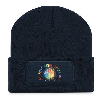 Flower with Scripture Symbol for Pride & Belonging - Recycled Patch Beanie - french navy - Front