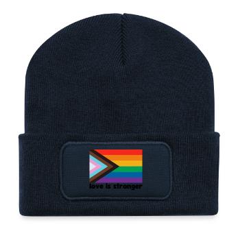 Love is stronger. LGBT - Recycled Patch Beanie - french navy - Front