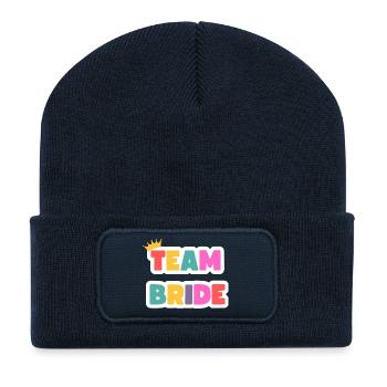 Team Bride! Personalisierbar - Recycelte Patch Beanie - French Navy - Vorne