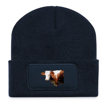 Kuh - Recycelte Patch Beanie - French Navy - Vorne