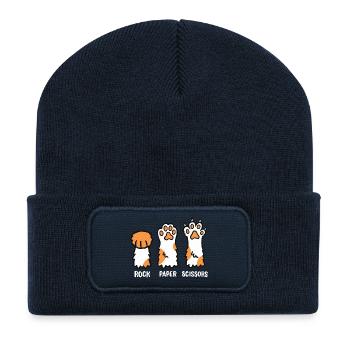 Katze Kätzchen Pfote - Recycelte Patch Beanie - French Navy - Vorne