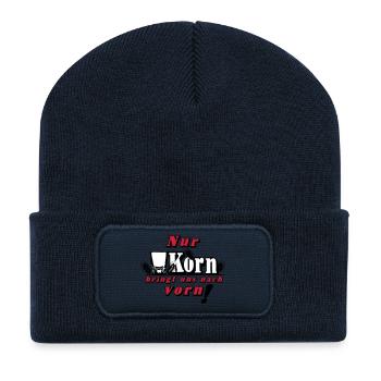 Korn , Party , Weizenkorn ,Nur Korn bringt uns(25) - Recycelte Patch Beanie - French Navy - Vorne