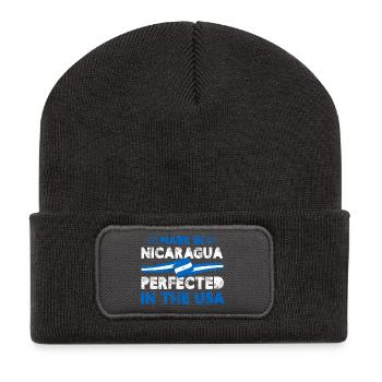 made in nicaragua perfected in the usa Design - Recycelte Patch Beanie - Dunkelgrau - Vorne