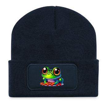 Grenouille - Beanie recyclé à patch - bleu marine - Devant
