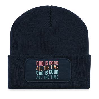 God Is Good All The Time - Recycled Patch Beanie - french navy - Front