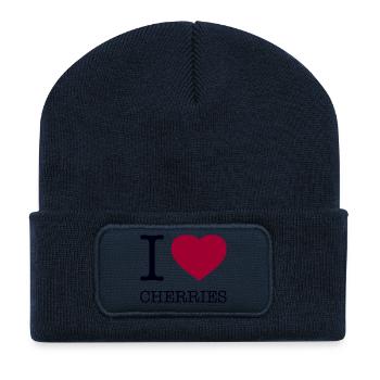 J’ADORE LES CERISES - Beanie recyclé à patch - bleu marine - Devant