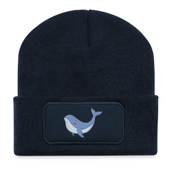 Baleine bleue - Beanie recyclé à patch - bleu marine - Devant