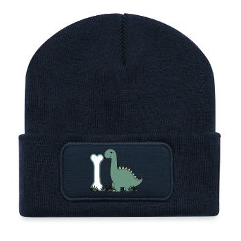 Lettre I - Beanie recyclé à patch - bleu marine - Devant