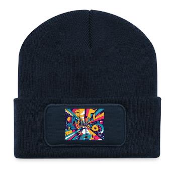 Optische Täuschung - Recycelte Patch Beanie - French Navy - Vorne