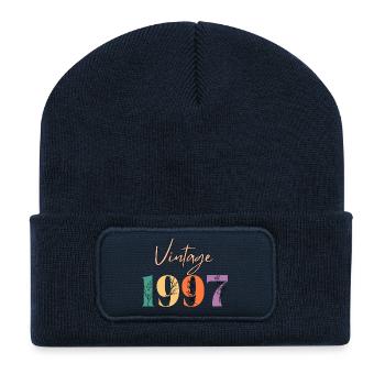 Jahrgang 1997 Blumen - Recycelte Patch Beanie - French Navy - Vorne