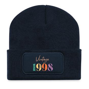 Vintage 1998 florale - Beanie recyclé à patch - bleu marine - Devant
